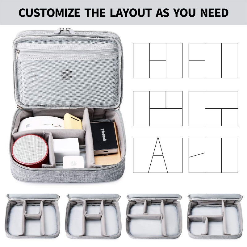 Lanola Travel Cable Organizer Bag  Electronic Accessories Case Portable Double Layer Cable Storage Bag for Cord phone Charger  Flash Drive  Phone  SD Card Personal Items - (Grey) - Image 4
